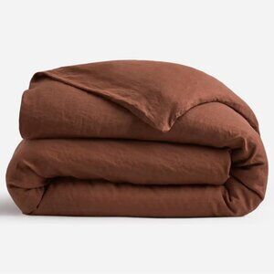 NWOT Quince European Twin Linen Duvet Cover Set with Standard Sham in Bordeaux